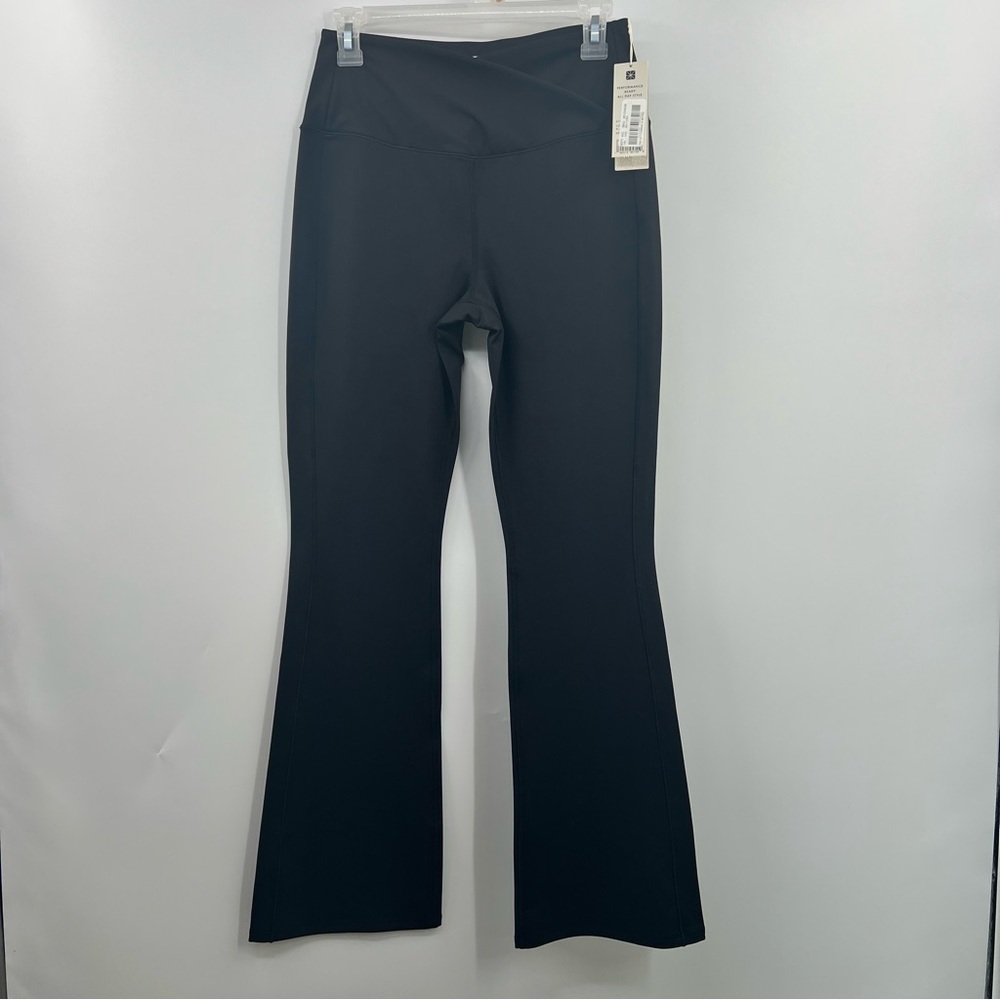 NIC+ZOE Active TLC Flare Leggings M Black Crossover Foldover Waist NWT